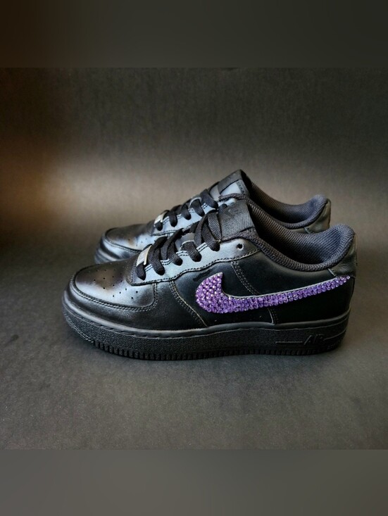Nike Air Force Shoes - NIKE AIR FORCE 1 BLACK " SWAROVSKICUSTOMIZED " WOMEN US SIZE 6 GREAT COND